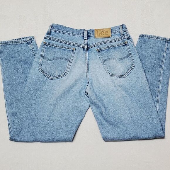 𝅺VINTAGE 1970s-80s Lee Light Distressed Stone Wash High Rise Jeans 30 - Picture 12 of 14